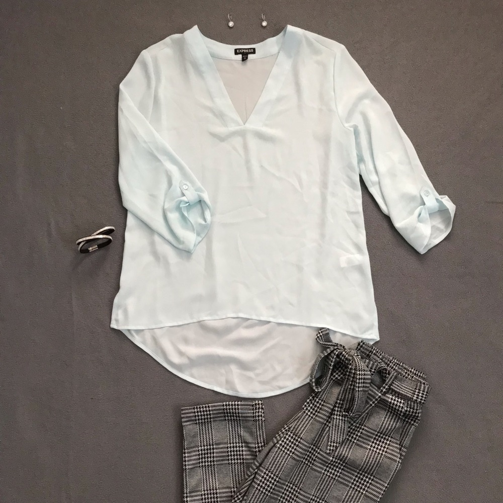 Blue Quarter Sleeve Blouse